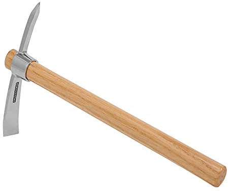 ERYUE multifunktionale Spitzhacke, Outdoor Camping Multifunktionale Spitzhacke Schwere Edelstahl Spitzhacke Handhacke mit Holzgriff