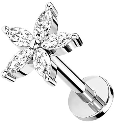 Taffstyle Tragus Ohr Knorpel Helix Piercing Stecker Kristall Blüte für Ohr Tragus Helix Lippe Labret