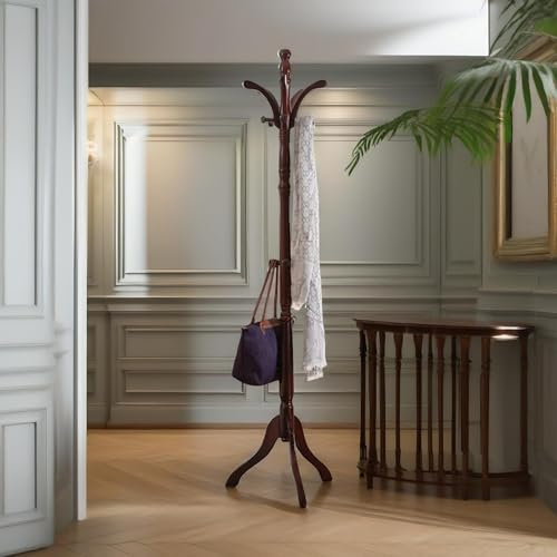 Rafaelo Mobilia Wooden Coat Stand, Coat Rack, Coat Hanger, Hat Rack, Clothes Hanger, Jacket Hanger, Free Standing, Adjustable sizes
