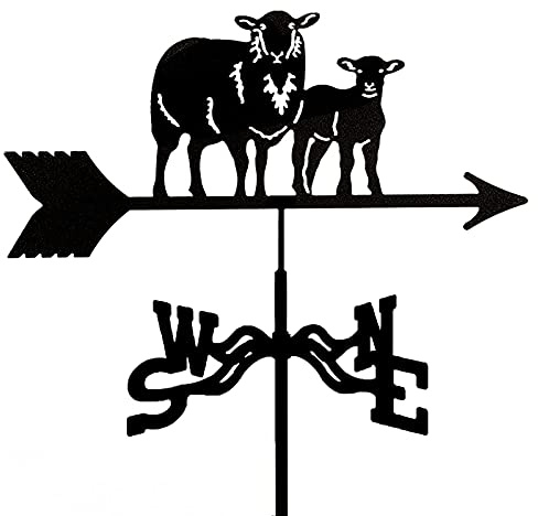 Wetterfahne, Wetterfahne, Metall, Wetterfahne, Schaf und Lamm, Ornament, Wetterfahne, Gartenpfahl, Windfahne, Windrichtungsanzeige für Hof-Dachmontage