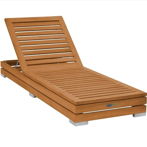 Teako Design Gartenliege Teak Korsika Massivholz Wetterfest, Verstellbare Rückenlehne, für den Außenbereich geeignet, Terassenmöbel, Gartenmöbel, langlebig und robust