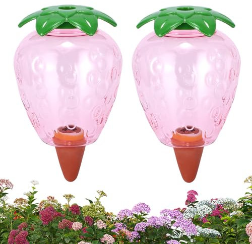 2 Stück Bewässerungskugeln, 550 ml Automatische Pflanzen Bewässerung, Wasserspender Pflanzen, Bewässerung Zimmerpflanzen, Topfpflanzenbewässerungsstäbe für Pflanzen im Innen & Außenbereich, Rot