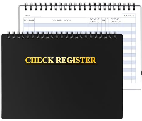 Checkbook-register, kontrollera register för personlig checkbok, finansiell rankare, checkbok register för betalkort och personlig bankcheckbeställning online – bred upplaga, 21 cm x 15,5 cm (svart)