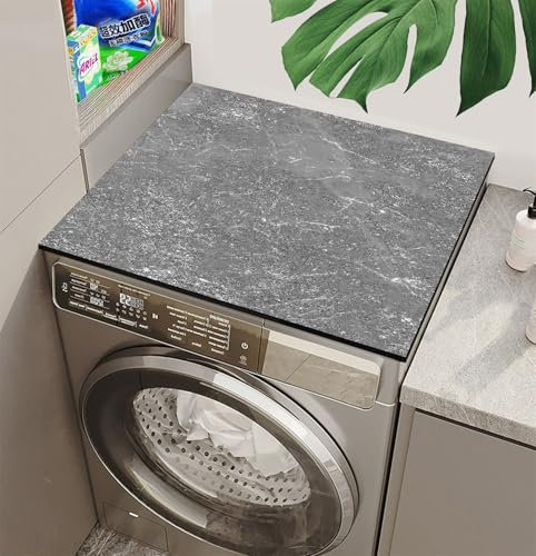 Highdi Housse de Protection pour Machine à Laver Top, PU Coussin de Machine à Laver Antidérapant Housse de Machine à Laver pour Machine à Laver Ou Sèche-Linge (Gris,60x60cm)