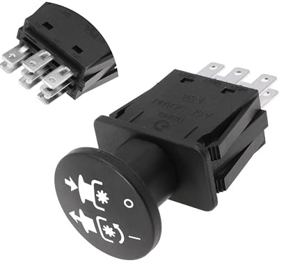 Interruttore PTO frizione 8 terminali per tagliaerba Dixie Chopper per Delta per Bush Hog per Wright per Bunton Compatibile con 6201-303 6204-303 50018299 52420003 PL7994 5 AMP, manopola nera