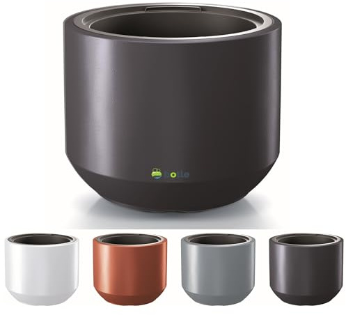 Grand pot de fleurs XXL - 82 l - Forme ronde - Diamètre : 57 cm - En plastique massif - Moderne - Hauteur : 47 cm - Anthracite mat - Avec un insert de 56 l - Résistant aux intempéries - Pot intérieur