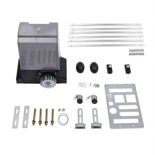 Automatic Sliding Gate Opener Motor Kit, 750W 4400lb Automatic Rolling Driveway Door Motor Electric Opener Security System Slide Gate Motor Kit with 2 Remote Controls&6X 1m M12 Rails for Sliding Gate