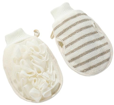 OHYER 2 Stück Handschuh Peeling peeling schwamm peeling körper waschhandschuh körper Body Scrub duschhandschuh badezubehör Rückenschrubber Peelinghandschuh Körper duschschwamm Zweiseitig
