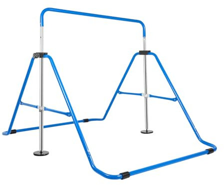 Qussse Gymnastikstange, Gymnastik Turnreck Höhenverstellbare, Turnstangen Reckstange Gymnastik Kinder Garten Reck für Kinder 3-6 Jahre bis 150KG (Blau)