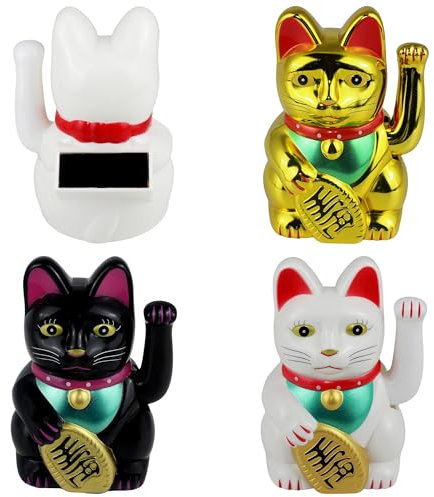 Freak Scene Glückskatze Maneki-Neko klassisch Set Solar 10,5cm Winkekatze Lucky cat