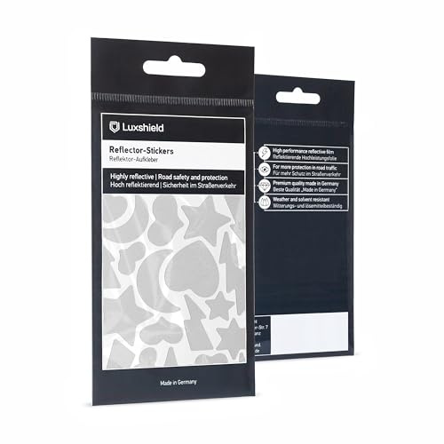 Luxshield Reflektoren Sticker Set - Himmel & Herzen - für Fahrrad Roller Kinderwagen - Reflektoren Fahrrad - Reflektoren Kinder