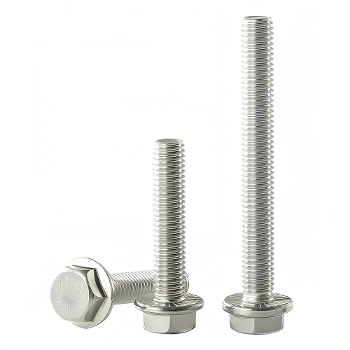 YIIFLY Boulon à bride M8×55 mm M8×1,25, acier inoxydable 304 (A2-70), DIN 6921, finition brute, filetage complet, 10 PCS