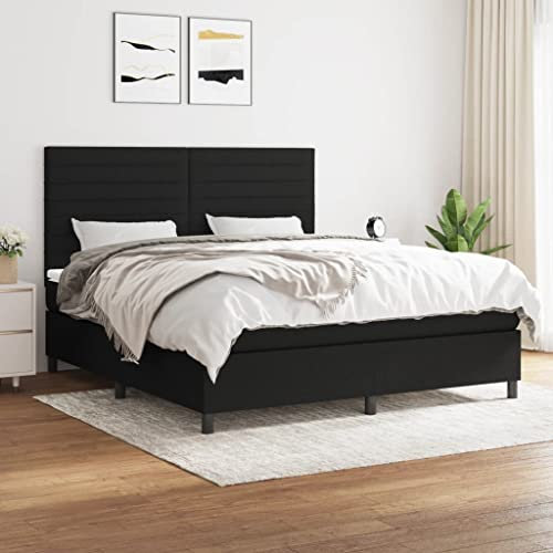 qohoio Boxspringbett mit Matratze Betten Mit Matratze Schlafzimmer Bett Boxspringbett Mit Matratze Schwarz 160x200 cm Stoff - 3141867