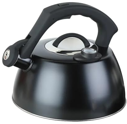 Bouilloire à thé en acier inoxydable avec thermomètre, noir, 2,5 L, compatible avec plaques à induction, cuisinière à gaz, accessoires de cuisine