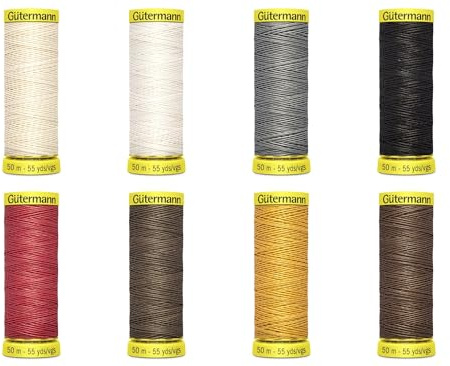 Gütermann Leinenzwirn 50 m | 100% Leinen | extra reißfestes Handnähgarn | Knöpfe annähen | für feste Stoffe, Taschen & Rucksäcke | 8 Farben (weiß 5129)