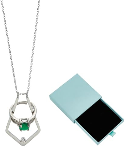 FINGERINSPIRE Rhombus Ringhalter Halskette 39.5cm Ringhalter Halskette Mit Strass Rhombus Anhänger Ringschoner Kette Mit Geschenkbox Für Hochzeit Verlobung Mutter Ehefrau Arzt