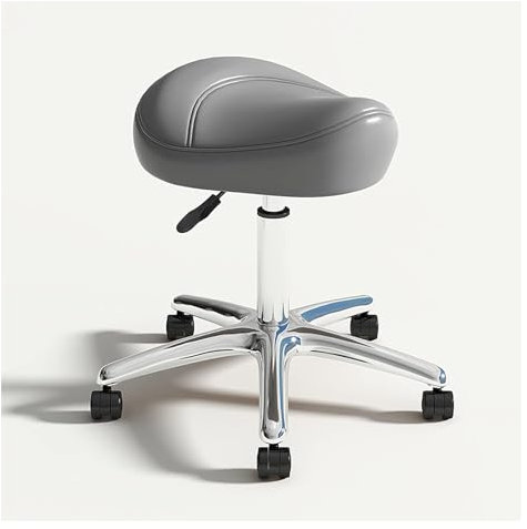 Bürostuhl, Schreibtischstuhl, Sattelhocker, rollend, drehbar, höhenverstellbar mit Rädern, robuster ergonomischer Hockerstuhl für Labor, Klinik, Zahnarzt, Salon, Massage, Büro und Küche