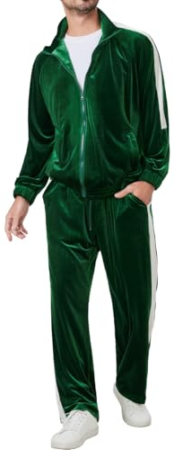 Ragelion Herren Trainingsanzug 2 Stück Velours-Sweatsuit für Männer Casual Full Zip Jogging Anzug Jacke Hose Set (DE/NL/SE/PL, Alphanumerisch, XXL, Regular, Regular, Grün)