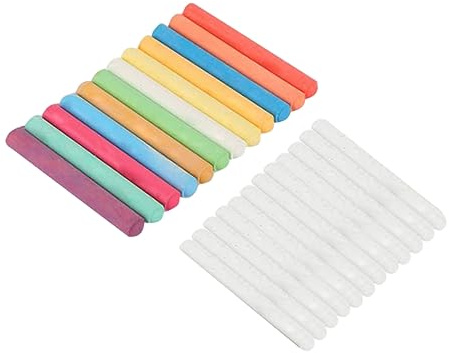 KONTONTY Gesso Senza Polvere e Gessetti Idrosolubili 24 Pezzi Colorati e, Polimero Ad Alto Peso, Per Insegnanti e Uso Educativo Su Lavagna, Scrittura e Disegno Sicuro Senza Polvere