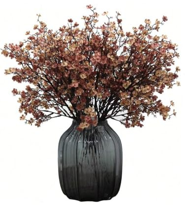 Lot de 3 fleurs artificielles de cerisier décoratives pour maison, mariage, fête, bureau, balcon et jardin Marron 50 cm