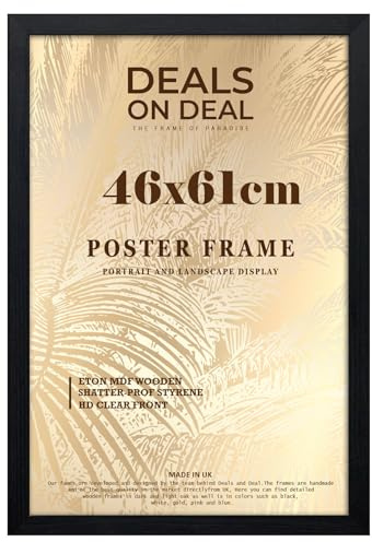 DEALS ON DEAL® Poster Frame 46x61 cm Picture Frame Jigsaw Puzzle | Mdf Wooden 46 x 61 cm | Large 460 x 610 mm | Home Office Livingroom- Black