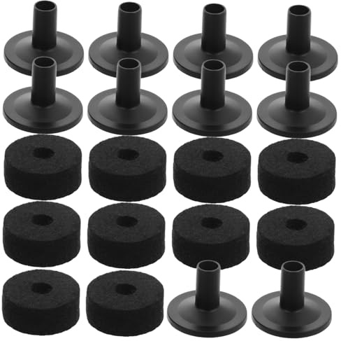 Milisten Schwarz Trommelzubehör Satz mit 10 Becken Hülsen und 10 Filz Pads aus Kunststoff und Filz Multifunktional und Einfache Montage für Schlagzeug und Beckenständer Zubehör