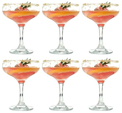 MYKAGS Lot de 6 verres à martini classiques Super Margarita Daiquiri Manhattan, capacité de 140 ml, parfaits pour les bars à la maison et les divertissements