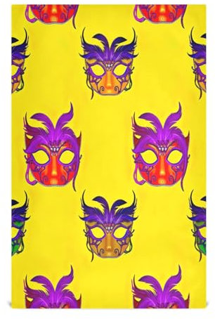 GAIREG Buntes Mardi Gras Maske, gelbes Handtuch zum Trocknen von Geschirr, 71,1 x 45,7 cm, 6 Stück