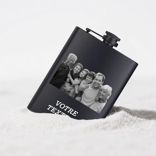 Flasque à Alcool Personnalisée Flacon à Vin en Acier Inoxydable avec Photos et Texte Cadeau pour Homme Père Mari Fête des Pères Noël Témoin de Mariage (Fiole Alcool 2)
