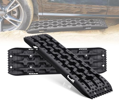 SandblecheWohnmobil 2er Set – Traktionsplatten & Anfahrhilfe Offroad für SUV, LKW & 4x4 | 10?t Tragkraft | Rutschfest auf Schlamm, Sand & Schnee | PP Kunststoff, Flexibel & Bruchfest (Schwarz)