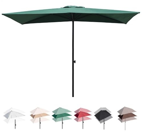 Sombrilla rectangular para patio, 200/250/270 cm, parasol ajustable para playa, balcón, patio, diseño de media pared, toldo de jardín al aire libre para máxima protección UV