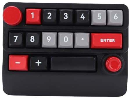 Zhjvihx Tastierino Numerico Meccanico RGB Wireless, Tastiera a 15 Tasti Programmabile con Macro Sostituibili a Caldo con Controllo Tramite Manopola e Retroilluminazione RGB, per Giochi (e rosso)