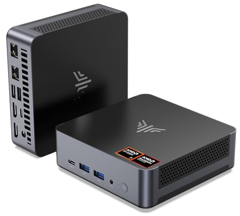 NiPoGi AM21 Mini PC ΑΜD Ryzen 7 8745HS (8C/16T/Zen4, jusqu'à 4,9 GHz), 16Go DDR5 512Go SSD, Mini Computer W-11 Pro | AMD Radeon 780M | 4 écrans 4K | Wi-FI 6 | Double Port LAN pour la Bureautique