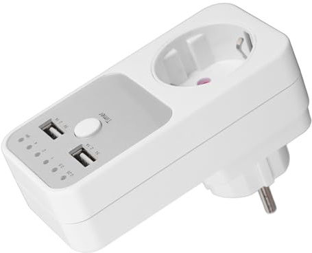 Marhynchus Interruptor de Control de Tiempo de Cuenta Regresiva Inteligente con Ahorro de Energía y Enchufe con Temporizador USB de Doble Control para Uso Doméstico (Enchufe de la UE)