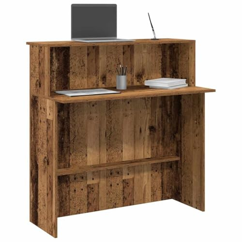 Mhdvray Banco di ricevimento in legno vecchio, 100 x 50 x 103 cm, con bancone integrato, robusto materiale in legno, moderno bancone per ufficio, hotel, pratica, giochi