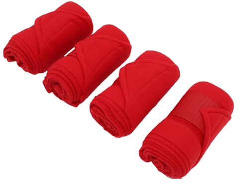 Keenso Fasce per Gambe di Cavallo, Fasce per Gambe in Polo per Cavallo in Morbido Pile 4 Pezzi per Allenamento di Equitazione e Uso Stabile, Benda Protettiva per di per la Cura Equestre Quotidiana