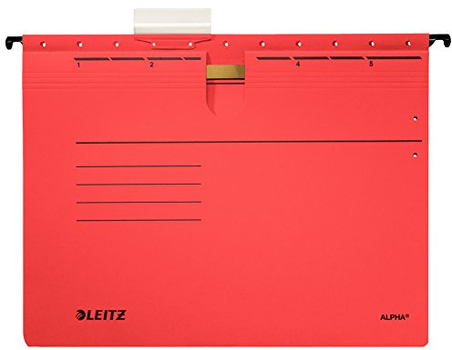 5 PG Leitz 1984-30-25 ALPHA® Hängehefter 230 g/Colorspankarton 5er Packung Heftung kaufmännisch Farbe rot