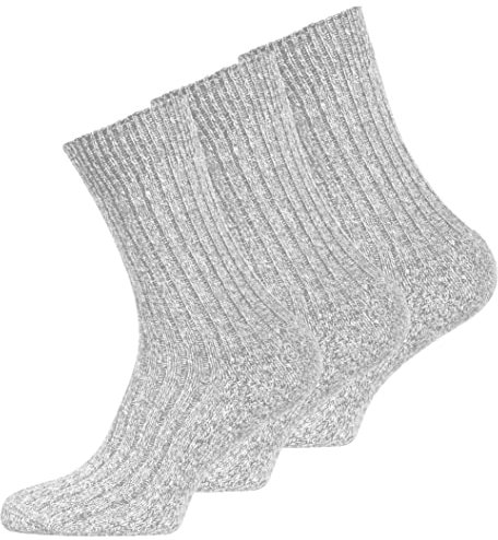 VCA 6 par norska strumpor med ull, mjuk vadderad plyschsula, vinterstrumpor, herrstrumpor med stoppad sula, Fläckad, 43-46 EU