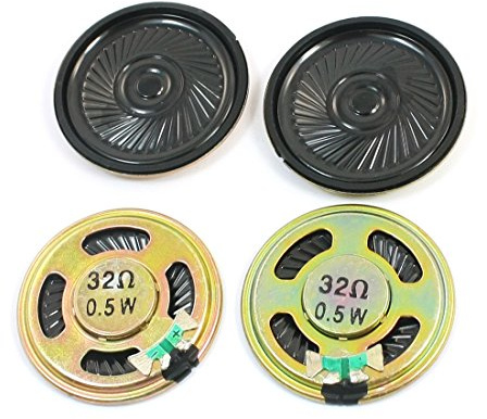 sourcing map 4 Stück 0,5W 32 Ohm 40mm Dia Runde Magnet Mini Lautsprecher | Metall Interne Magnet Mini Lautsprecher
