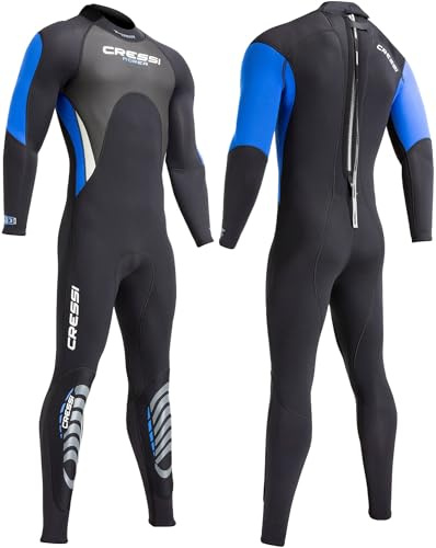 Cressi Morea 3 mm Man Monopiece Wetsuits, Black/Blue, S