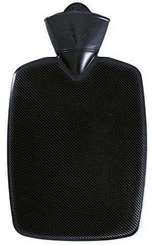 Hugo Frosch Wärmflasche Klassik 1,8 l Halblamellenstruktur Schwarz | Große Bettflasche Made in Germany, auslaufsicher & langlebig, optimale Wärme-Speicherung & Abgabe, hochwertige Verarbeitung