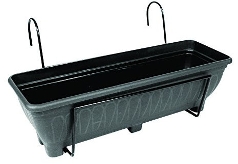 Garden Pride Hanging Balcony Planter - 60cm Trough holder for use on balconies, fences or railings. An ideal alternative to a window box. (Black)