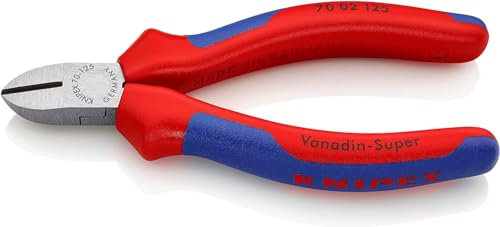 KNIPEX Seitenschneider, auf SB-Karte, 125 mm, Chrom-Vanadium Stahl, weicher Draht(Kupfer)-harter Draht(Stahldraht), Präzisionsschneiden, 70 02 125 SB