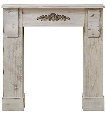 Rebecca Mobili Habillage de Cheminée Cadre Decoratif Bois Gris Shabby Design Chambre Salon - Dimensions: 98 x 97 x 22,5 cm (HxLxL) - Art. RE4864