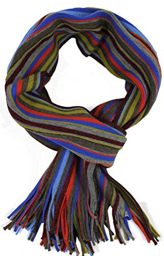 Rotfuchs Strickschal Herrenschal Damenschal Unisex reine Wolle gestreift feinstrick mit Fransen mehrfarbig