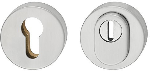 JUVA Rosette Fittings Door Cylinder Security Rosette Pair Round Stainless Steel - h9060 PZ Double Cylinder Lock for House and Home Entrance doors