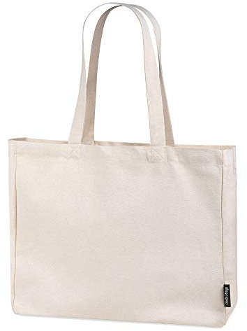 Santa Perago Premium Jutebeutel – Tragetasche unbedruckt aus 100% Bio-Baumwolle, wiederverwendbar & umweltfreundlich, XXL Stoffbeutel mit langen Henkeln, zum Bemalen geeignet