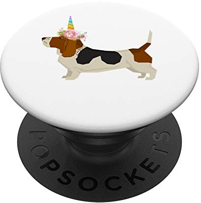 Funny Rainbow Unicorn Bassett Hound Dog Gift PopSockets PopGrip: Swappable Grip for Phones & Tablets