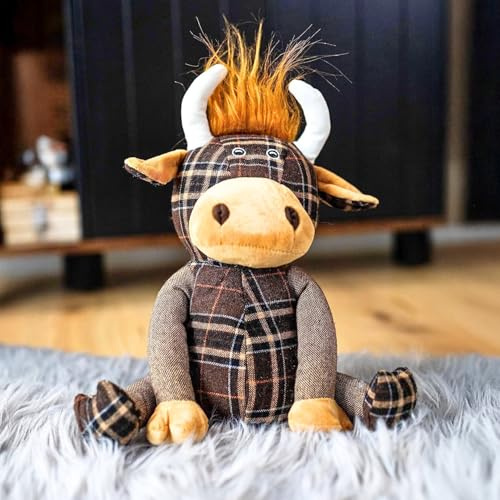 HomeZone Hamish The Highland Cow Türstopper, schwer gefüllt, für Hunde, Mops, Elefant, Igel, Ornament, Keilabsatz, Heimdekoration