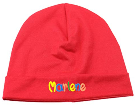 Sommermütze mit Namen Rot in verschiedenen Größen - Mütze für Babys Kinder Junge & Mädchen personalisiert - Kindermütze - Kopfbedeckung - Haube Haube
